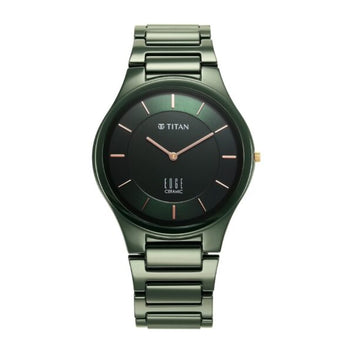 Titan Edge Ceramic Analog Green Dial Green Strap Men’s Watch